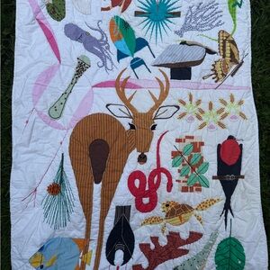 Crate&Barrel Nature-Inspired Crib Quilt - Multicolor